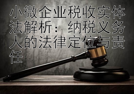 小微企业税收实体法解析：纳税义务人的法律定位与责任